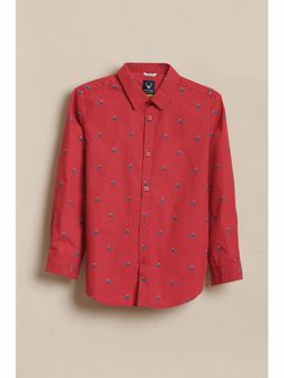 Allen Solly - Red Cotton Regular Shirt