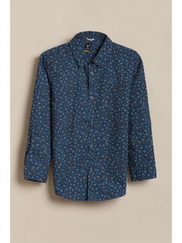 Allen Solly - Navy Blue Cotton Regular Shirt