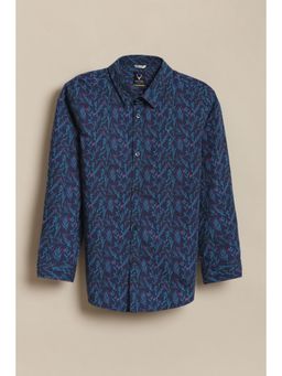 Allen Solly - Navy Blue Cotton Regular Shirt