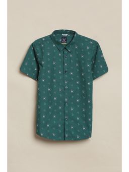 Allen Solly - Green Cotton Regular Shirt