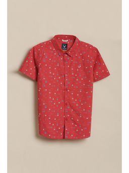 Allen Solly - Red Cotton Regular Shirt