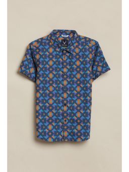 Allen Solly - Blue Cotton Regular Shirt