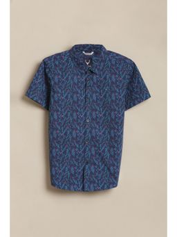 Allen Solly - Navy Blue Cotton Regular Shirt
