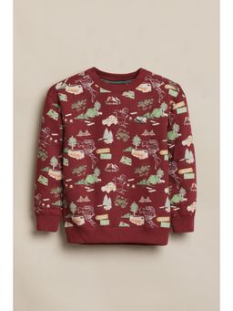 Allen Solly - Maroon Cotton Blend Regular Sweatshirt