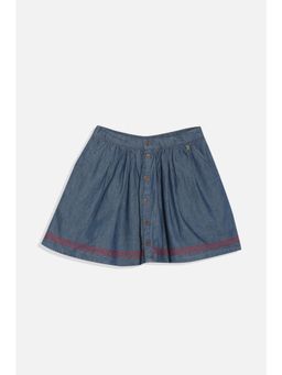 Allen Solly - Navy Blue Cotton Regular Skirt
