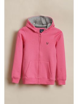 Allen Solly - Pink Cotton Blend Regular Hoodie