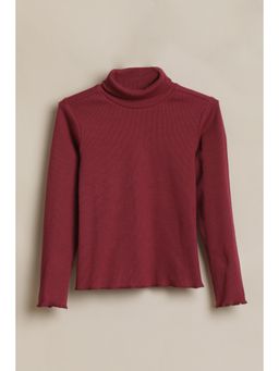 Allen Solly - Maroon Cotton Blend Regular Top