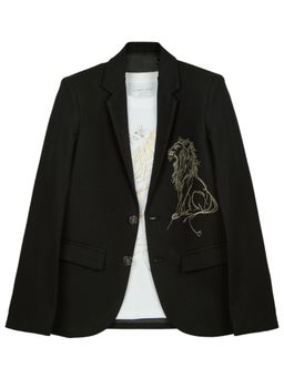 CHARCHIT - Black Cotton Blend Regular Blazer With T-Shirt