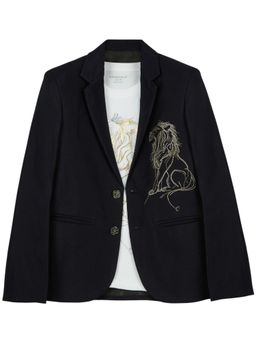 CHARCHIT - Navy Blue Cotton Blend Regular Blazer With T-Shirt