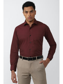 Van Heusen - Men Maroon Regular Fit Solid Full Sleeves Formal Shirt