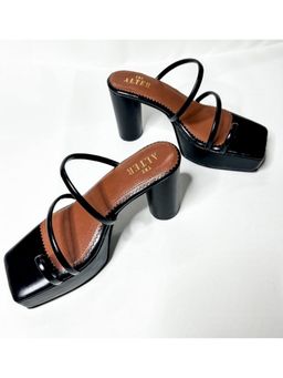 THE ALTER - Stella Black T Shaped Platform Block Heels