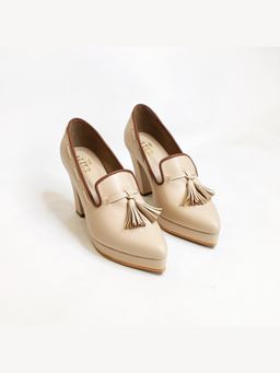 THE ALTER - Vanessa Beige Oxford Block Heels