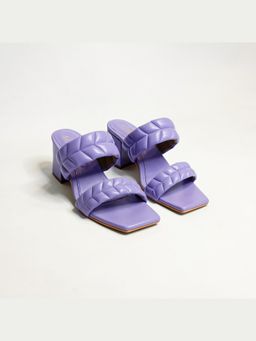 THE ALTER - Two Strap Purple Quilted Block Heels