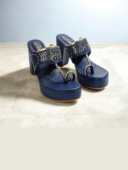 THE ALTER - Zyna Navy Blue Kohla Block Heels