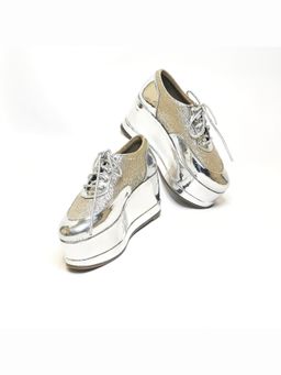 THE ALTER - Metallic Silver Platform Sneakers