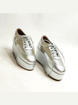 THE ALTER - Silver Shimmer Platform Sneakers