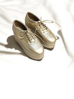 THE ALTER - Matte Gold Shimmer Platform Sneakers