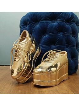 THE ALTER - Gold Shimmer Metallic Platform Sneakers