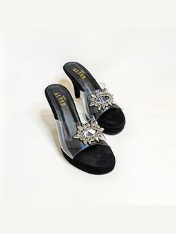 THE ALTER - Marina Black Embellished Transparent Stiletto Heels