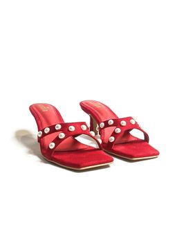THE ALTER - T Shaped Red Pearl Stiletto Heels