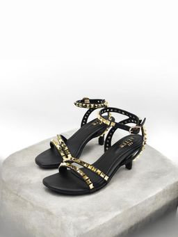 THE ALTER - Studded Black Strappy Stiletto Heels