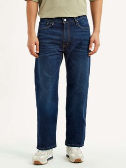 Levi's - Mens 555 Dark-Blue Relaxed Straight Fit Mid Rise Jeans