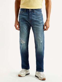 Levi's - Mens 505 Blue Regular Fit Mid Rise Jeans