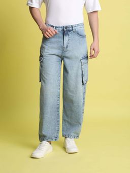Bene Kleed - Men Light Shade Blue Cargo Jeans