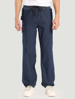 Bene Kleed - Men relax fit Lycra blue denim cargo jogger