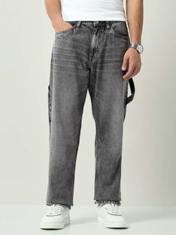 AD By Arvind - Grey Loose Fit Whiskered Jeans