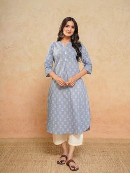 GOODHAND - Pure Cotton Block Printed Blue Kurta