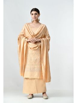 THE WEAVERS SHOP BY RAAVI - Beige Silk Embroidered Unstitched Kurta and Pant with Dupatta