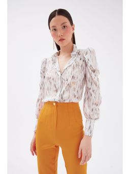 Sateen - White Printed Pattern Shirt
