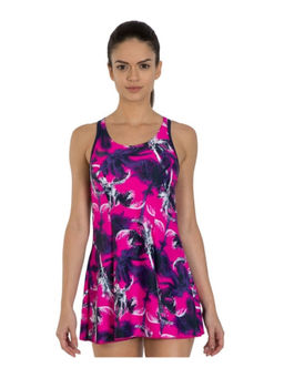 Speedo - Female Swimwear All Over Print Racerback Swimdress With Boyleg - Multi-Color