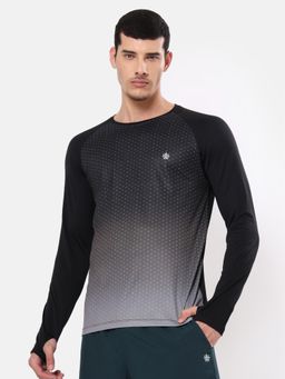 CULT - Black Ombre Active Polyester T-Shirt with Thumb Opening
