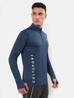 CULT - Melange High Neck Polyester T-Shirt with Thumb Opening
