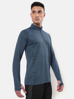 CULT - Melange High Neck Polyester T-Shirt with Thumb Opening