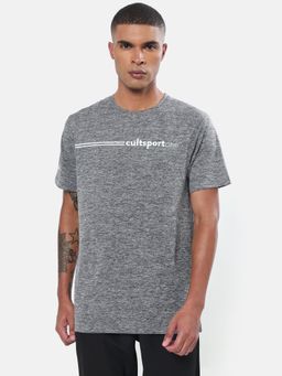 CULT - Melange Workout Polyester T-Shirt with Chest Graphic