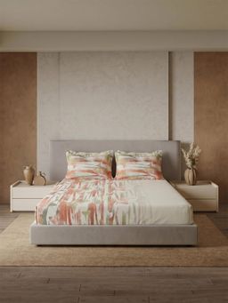 Ddecor Live Beautiful - Cotton 144TC Abstract Orange King Bedsheet & 2 Pillow Covers
