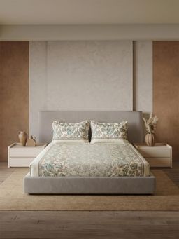 Ddecor Live Beautiful - Cotton 144TC Ethnic Brown King Fitted Bedsheet & 2 Pillow Covers