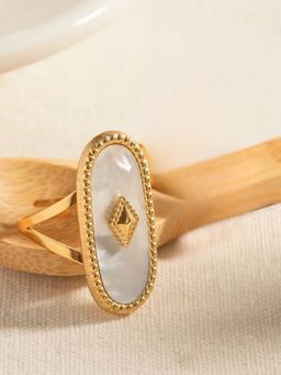 Inaya Accessories - 18Kt Gold Plated Vintage African Stone Ring, Aradhana