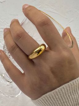 Inaya Accessories - 18Kt Gold Plated Smooth Chunky Dome Ring, Carla