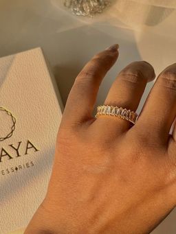 Inaya Accessories - 18Kt Gold Plated Tennis Stackable Zircon Adjustable Ring, Gianna