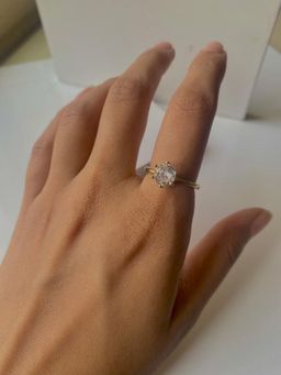 Inaya Accessories - 18Kt Gold Plated Cubic Zirconia Paved Solitaire Ring, Orion