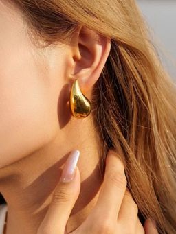 Inaya Accessories - 18Kt Gold Plated Statement Waterdrop Stud Earrings, Teardrop