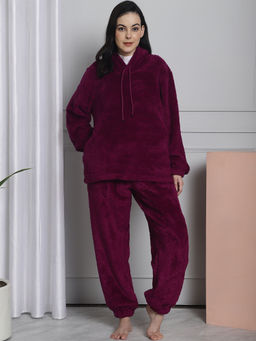 Secret Wish - Purple Faux Fur Winter Night Suit (Set of 2)