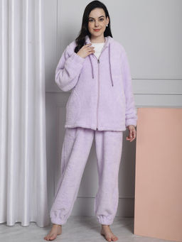 Secret Wish - Lilac Faux Fur Winter Night Suit (Set of 2)