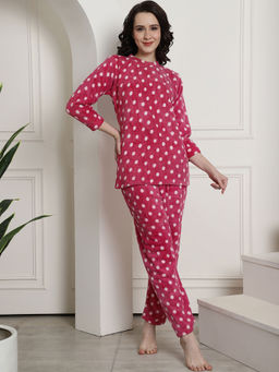 Secret Wish - Pink Polka Dots Winter Night Suit (Set of 2)