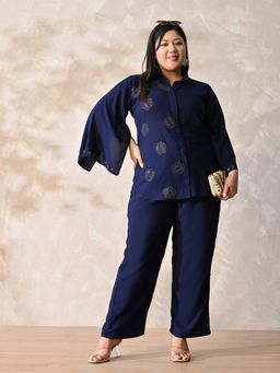 Desi Noor - Navy Blue Embellished Co-Ord Set