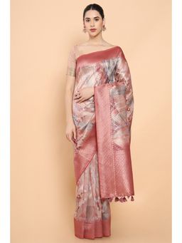 Soch - Women Multi-Color Cotton Printed Saree with Unstitched Blouse
